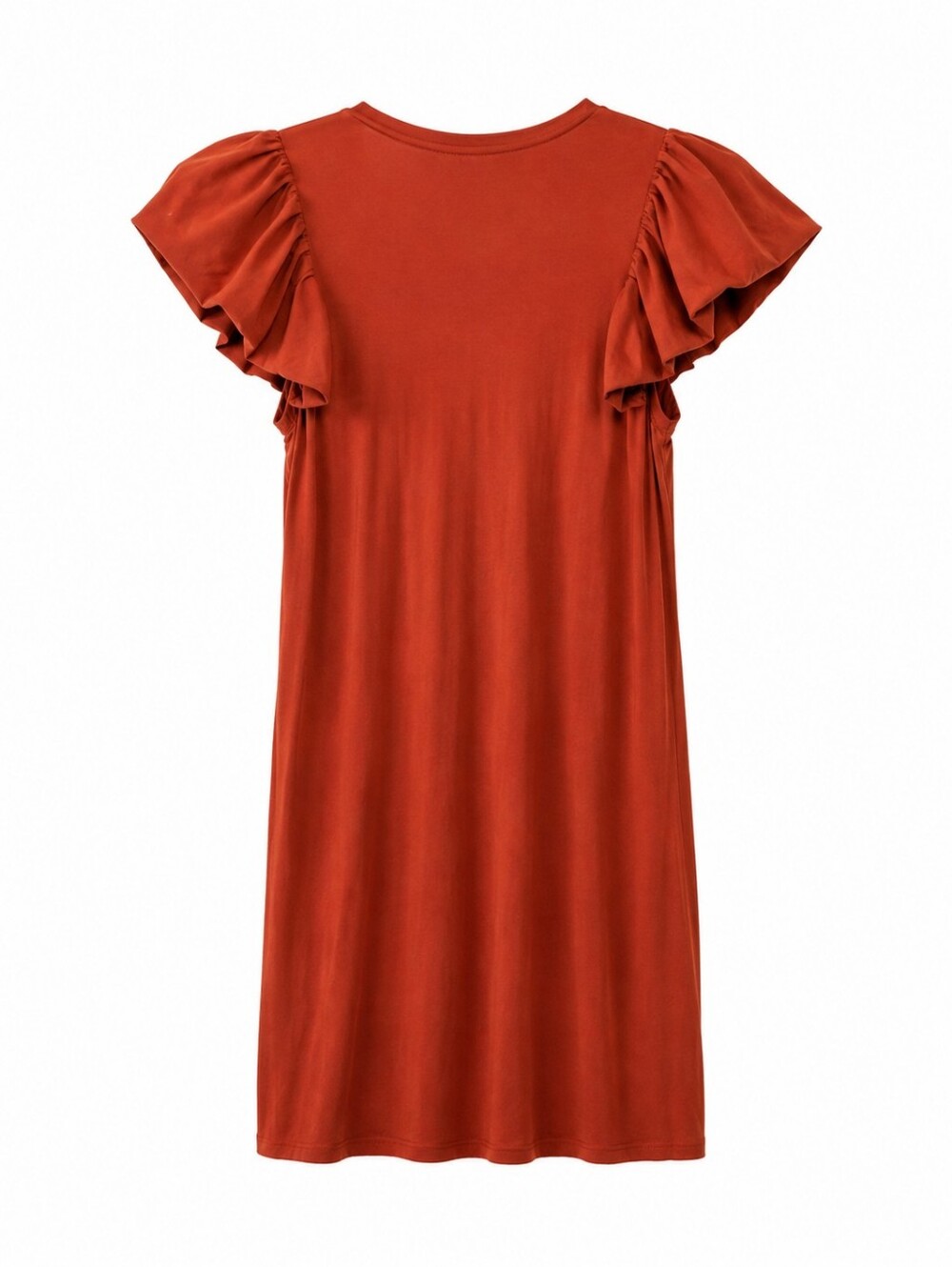 Express Rust Ruffle Sleeve Swing Dress - Picture 4 of 6